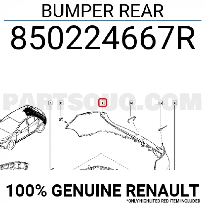 Renault Megane Arka Tampon Park Sensör Delikli Hatchback 2009 (Oem No:  850224667R)