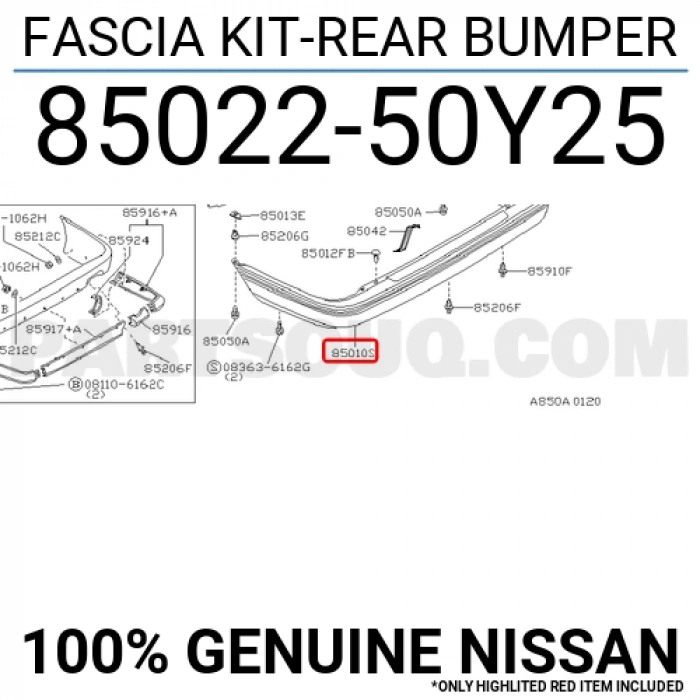 Nissan Sunny B13 Arka Tampon (4 Şerit) 1990-1993 (Oem No:  8502250Y25)