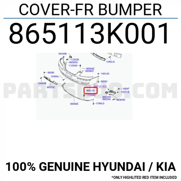Hyundai Sonata Ön Tampon 2006-2008 (Oem No:  865113K001)
