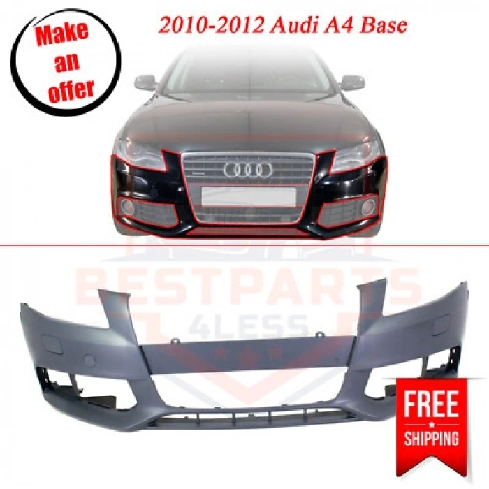 Audi A4 Ön Tampon Far Yıkama Delikli Astarlı 2008- (Oem No:  8K0807105Agru)