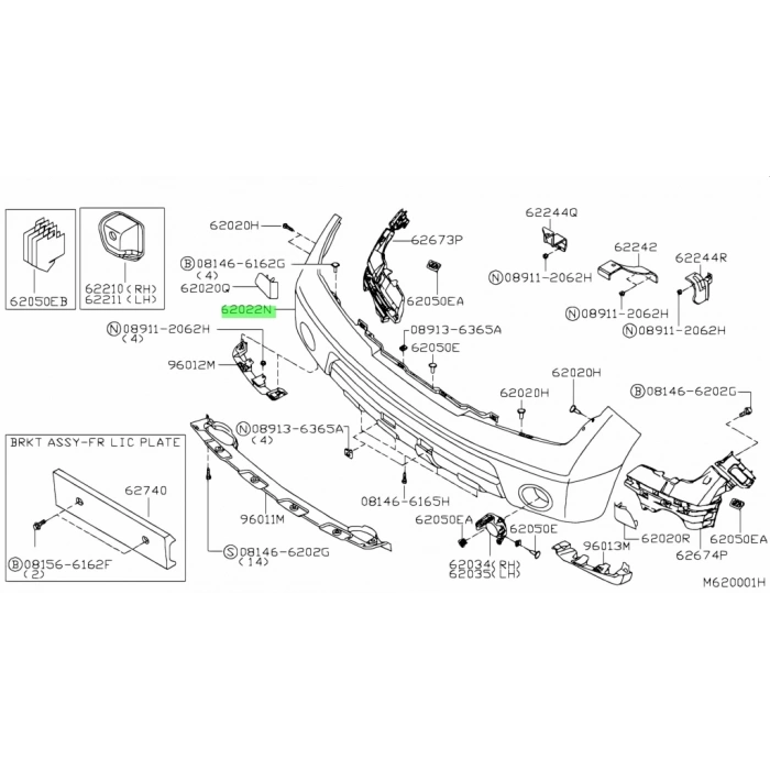 Nissan Pathfinder Ön Tampon Astarlı 2005 - 2007 (Oem No:  F2022Eb440)