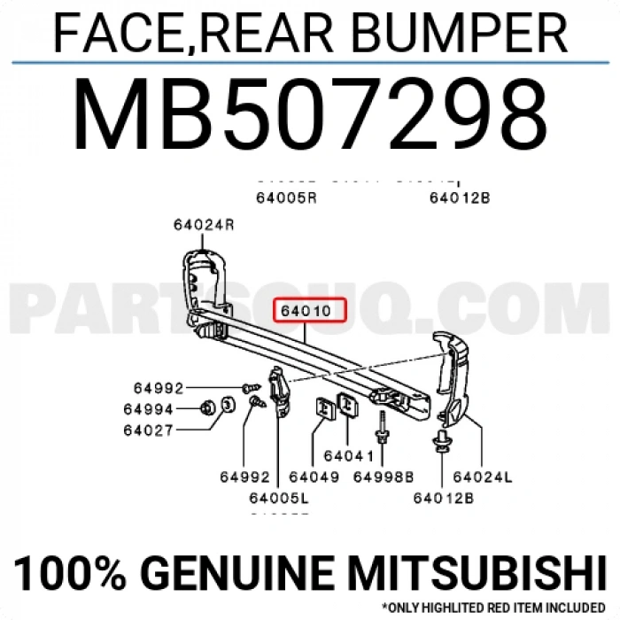 Mitsubishi L300 Arka Tampon (Demir)  1988-2009 (Oem No:  Mb507298)