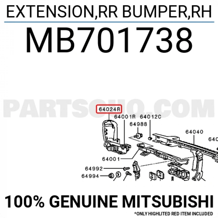 Mitsubishi L300 Arka Tampon Köşesi Sağ 1988-1997 (Oem No:  Mb701738)
