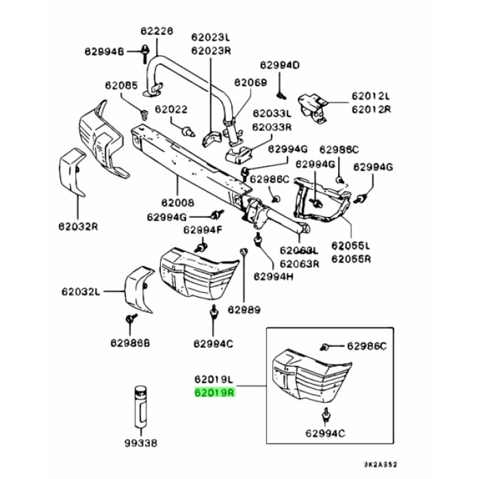 Mitsubishi Pajero Ön Tampon Gri Sağ 1991-1996 (Oem No:  Mb831048)