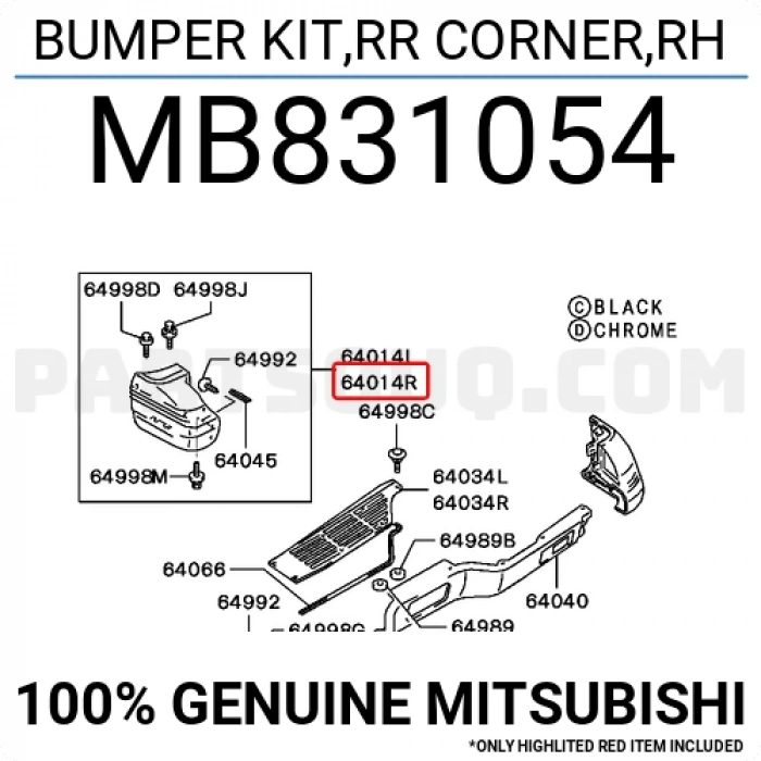 Mitsubishi Pajero Arka Tampon Gri Sağ 1991-1996 (Oem No:  Mb831054)