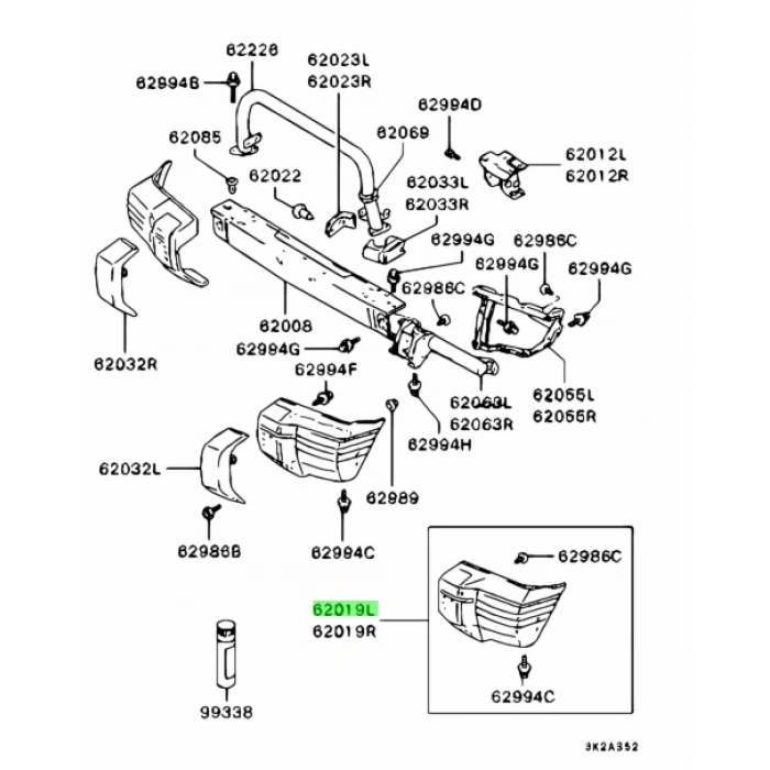Mitsubishi Pajero Ön Tampon Sol 1991-1996 (Oem No:  Mb831479)