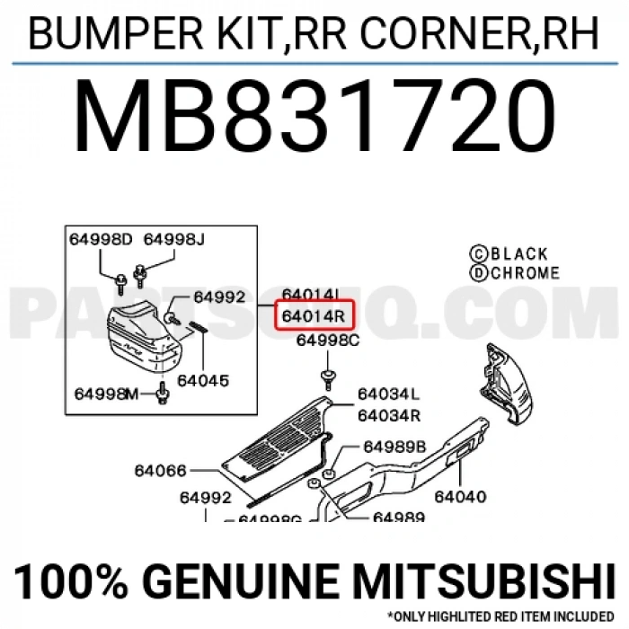 Mitsubishi Pajero Arka Tampon Sağ 1991-1996 (Oem No:  Mb831720)