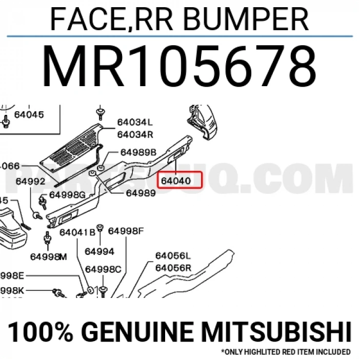 Mitsubishi Pajero Arka Tampon Orta Sıyah 1991-1996 (Oem No:  Mr105678)