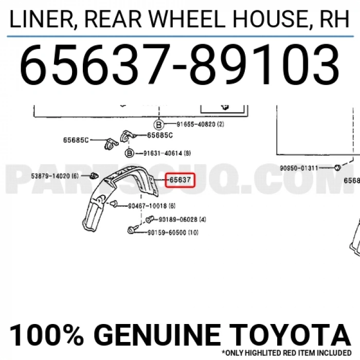 Toyota Hilux Ln85 Arka Çamurluk Davlumbazı Sağ 1989-1997 (Oem No:  6563789103)