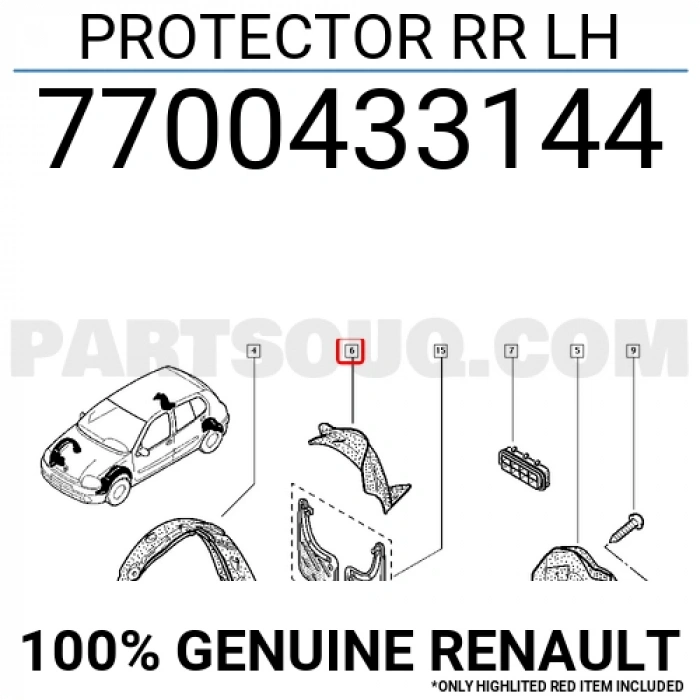 Renault Clio Symbol Arka Çamurluk Davlumbazı Sağ 2001-2005 (Oem No:  7700433144)