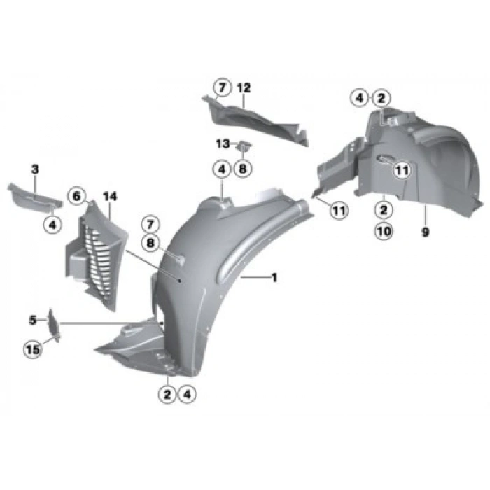 Bmw X5 Ön Çamurluk Davlumbazı Ön Parça Sol 2007  (Oem No:  51717169411)
