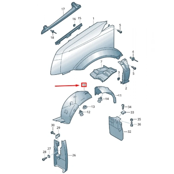 Volkswagen Lt35 Ön Çamurluk Davlumbazı Sol 1996-2006 (Oem No:  2E0863813 )