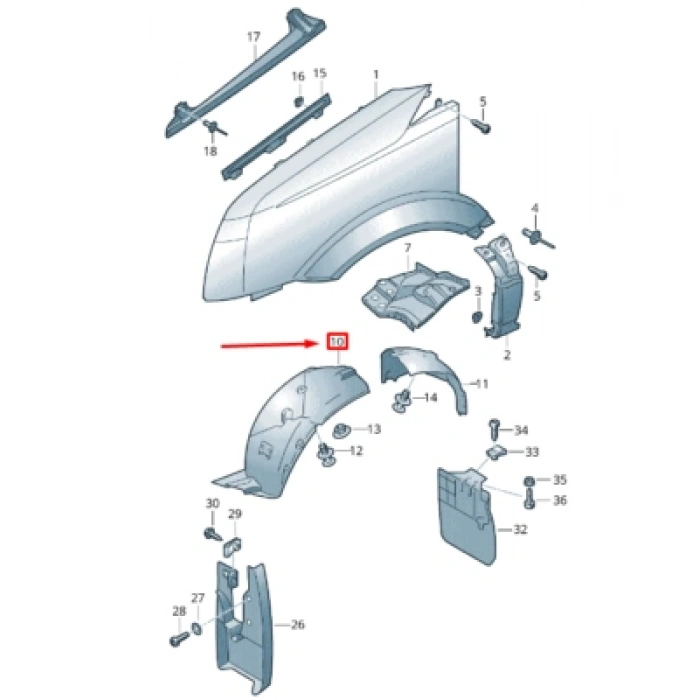 Volkswagen Lt35 Ön Çamurluk Davlumbazı Sağ 1996-2006 (Oem No:  2E0863814A)