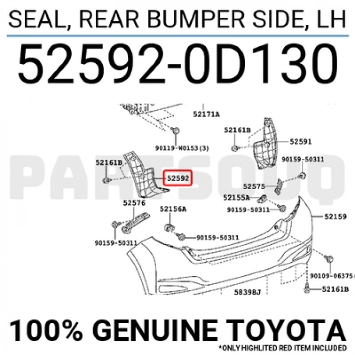 Toyota Yaris Arka Çamurluk Davlumbazı Sağ 2011- (Oem No:  525920D130)