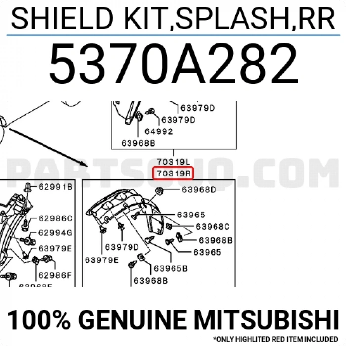 Mitsubishi L200 Arka Çamurluk Davlumbazı Sağ 2006- (Oem No:  5370A282)