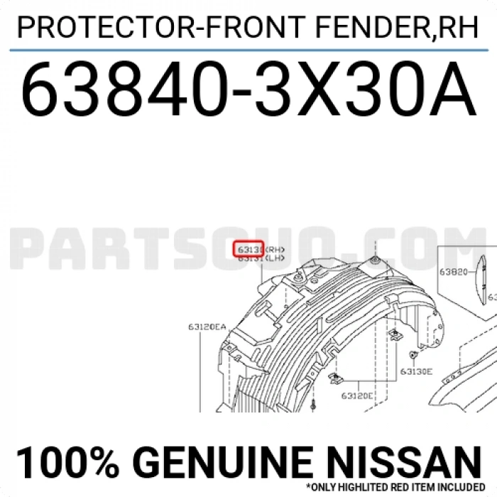 Nissan Navara Ön Çamurluk Davlumbazı Sağ 2005  (Oem No:  638403X30A)