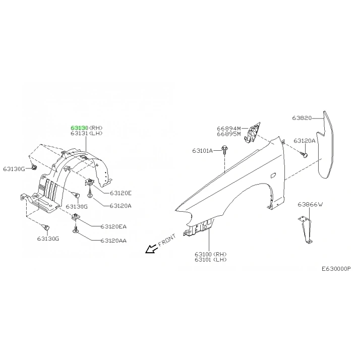 Nissan Almera Ön Çamurluk Davlumbazı Sağ 2000-2002 (Oem No:  638424M710)