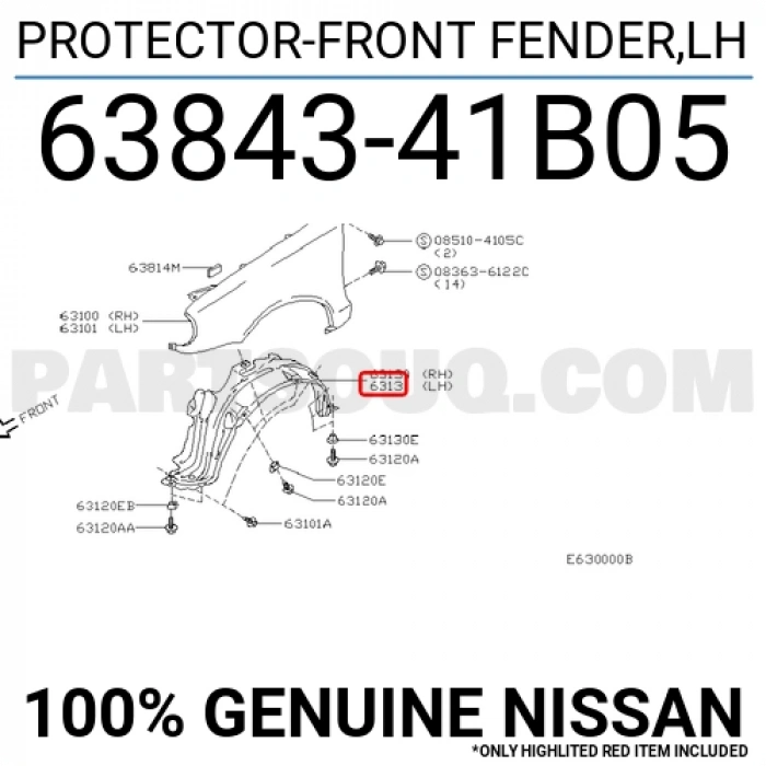 Nissan Micra Ön Çamurluk Davlumbazı Sol 1992-1998 (Oem No:  6384341B05)