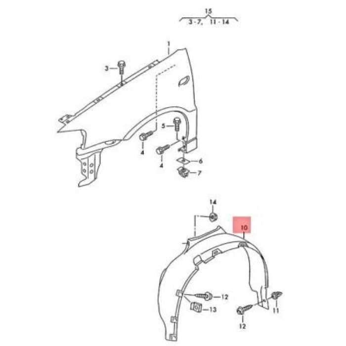 Volkswagen Polo Ön Çamurluk Davlumbazı Sağ 1999-2001 (Oem No:  6N0809962E)