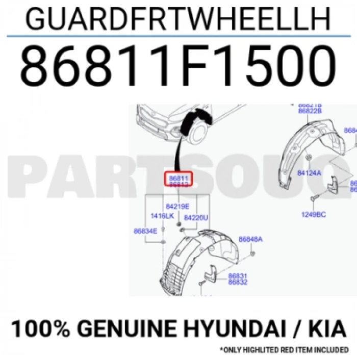 Kia Sportage Ön Çamurluk Davlumbazı Sol 2020- (Oem No:  86811-F1500)