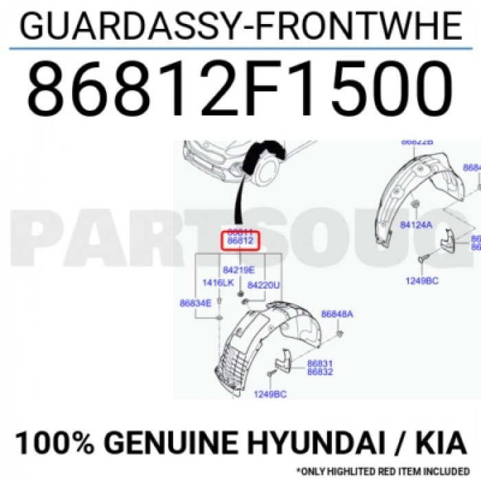 Kia Sportage Ön Çamurluk Davlumbazı Sağ 2020- (Oem No:  86812-F1500)