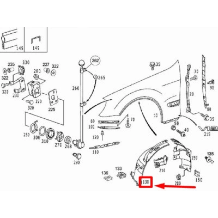 Mercedes E Class Ön Çamurluk Davlumbazı Ön Parça Sağ 1999- (Oem No:  A2206902230)