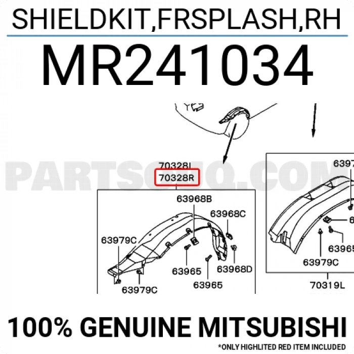 Mitsubishi L200 Ön Çamurluk Davlumbazı Sağ 1998- (Oem No:  Mr241034)