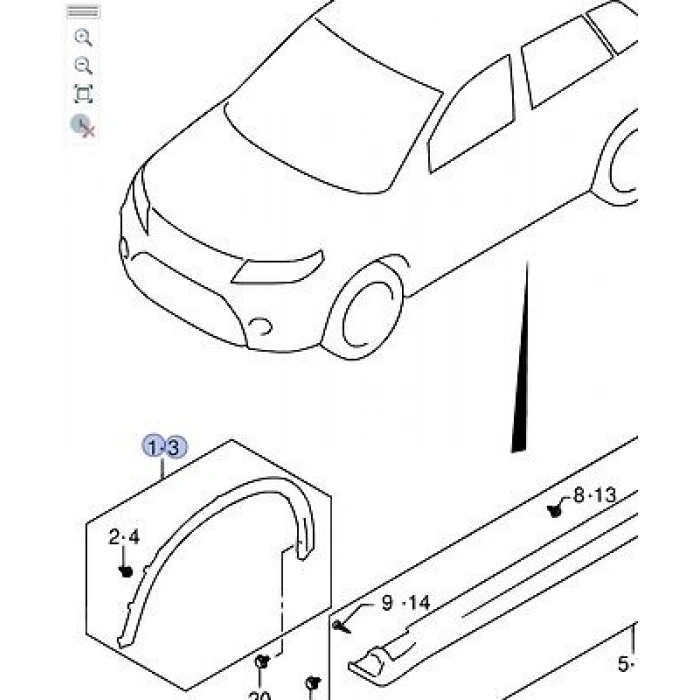 Suzuki Vitara Ön Çamurluk Dodik Plastiği Sol 2015- (Oem No:  77220-54P00-5Pk)