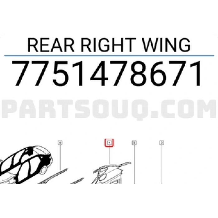 Renault Symbol Arka Çamurluk Sağ 2009 (Oem No:  7751478671)