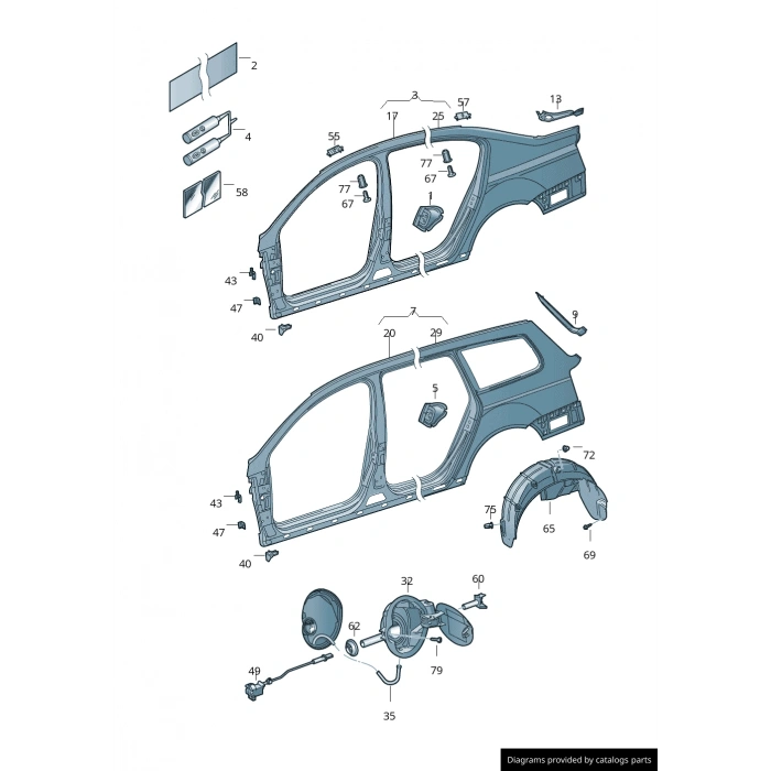Volkswagen Passat Arka Çamurluk Sağ 2005 -2008  (Oem No:  3C5809844A)