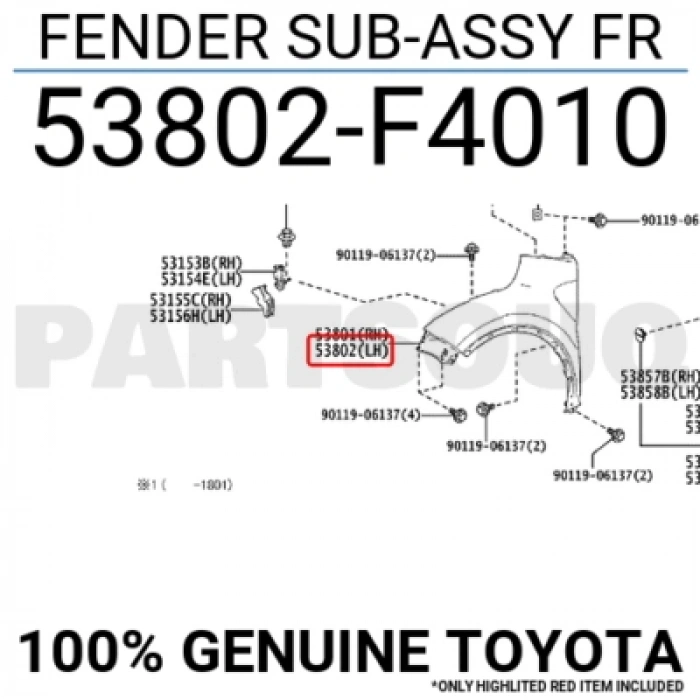 Toyota Chr Ön Çamurluk Sol 2015- (Oem No:  53802F4010)