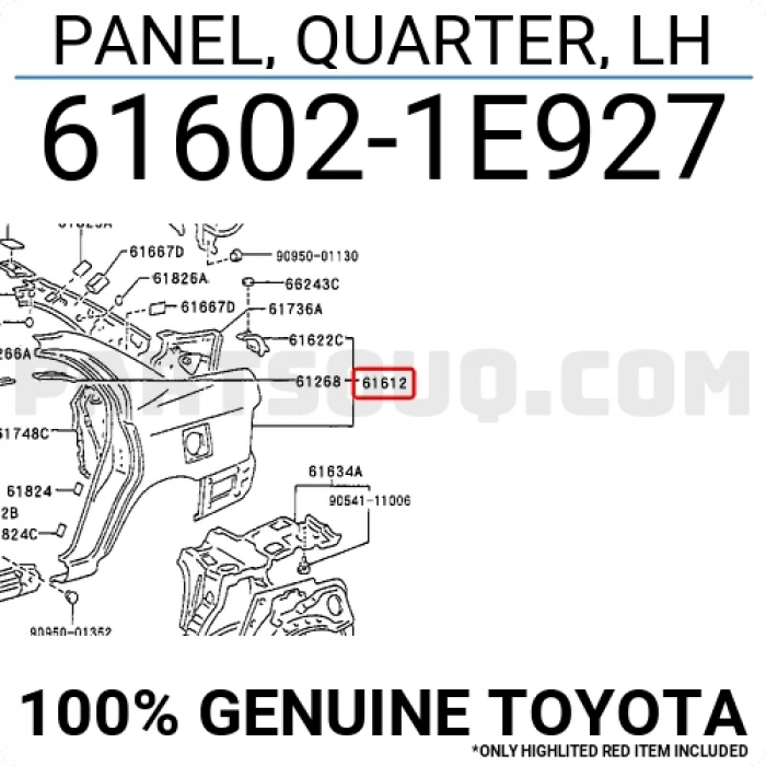 Toyota Corolla Arka Çamurluk Sol 1992-1997 (Oem No:  616021E927)