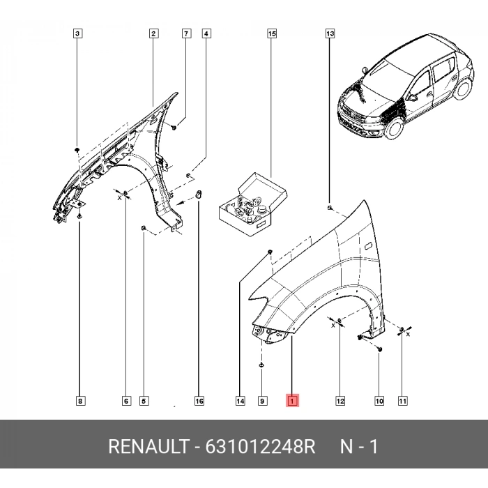 Renault Symbol Ön Çamurluk Sol 2012-  (Oem No:  631012248R)