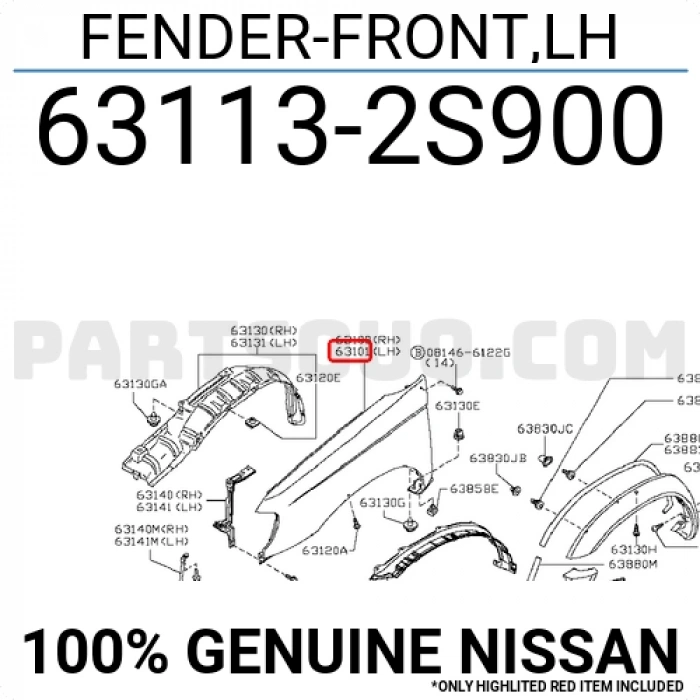 Nissan Pıckup D22 Ön Çamurluk Sol 1997-2001 (Oem No:  631132S900)