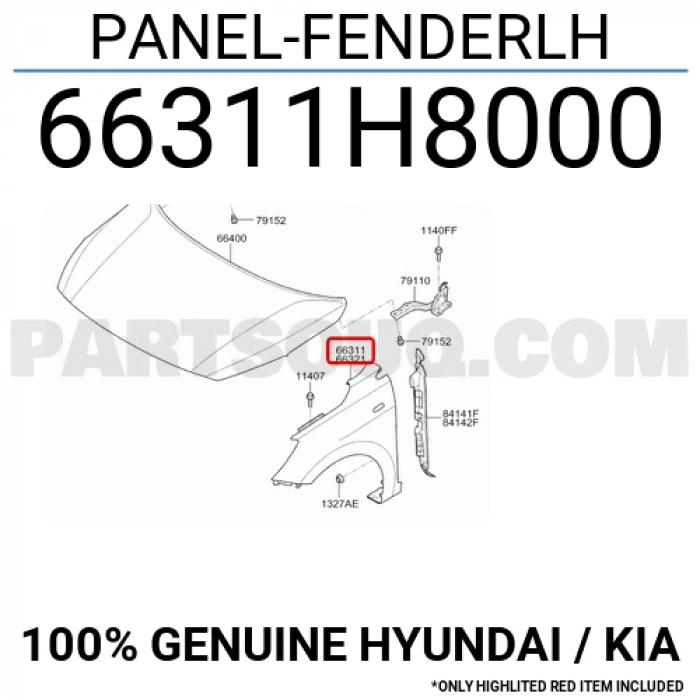 Kia Rio Ön Çamurluk Sol 2017- (Oem No:  66311H8000)