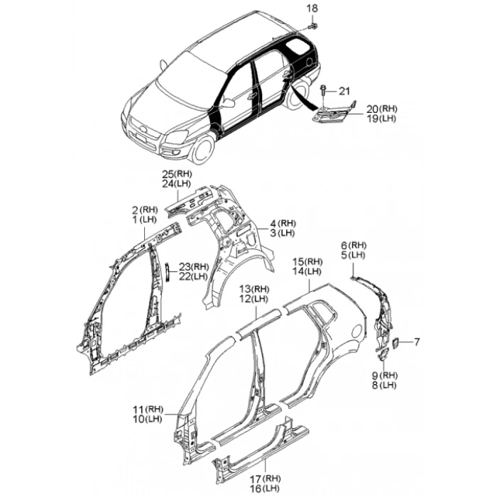Kia Sportage Arka Çamurluk Sol 2005-- (Oem No:  715031F1C1)