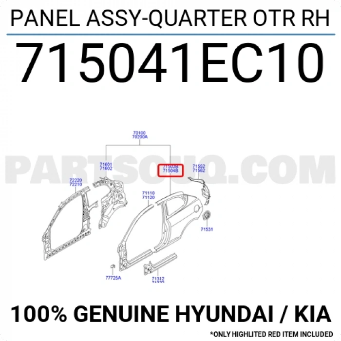 Hyundai Accent Arka Çamurluk Sağ 2006-2012  (Oem No:  715041Ec10)