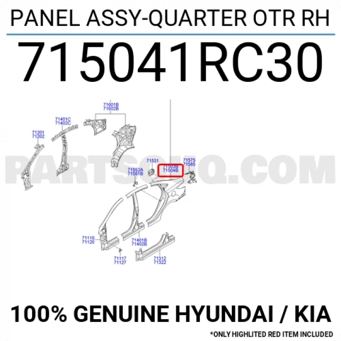 Hyundai Accent Blue Arka Çamurluk Sağ 2010- (Oem No:  715041Rc30)
