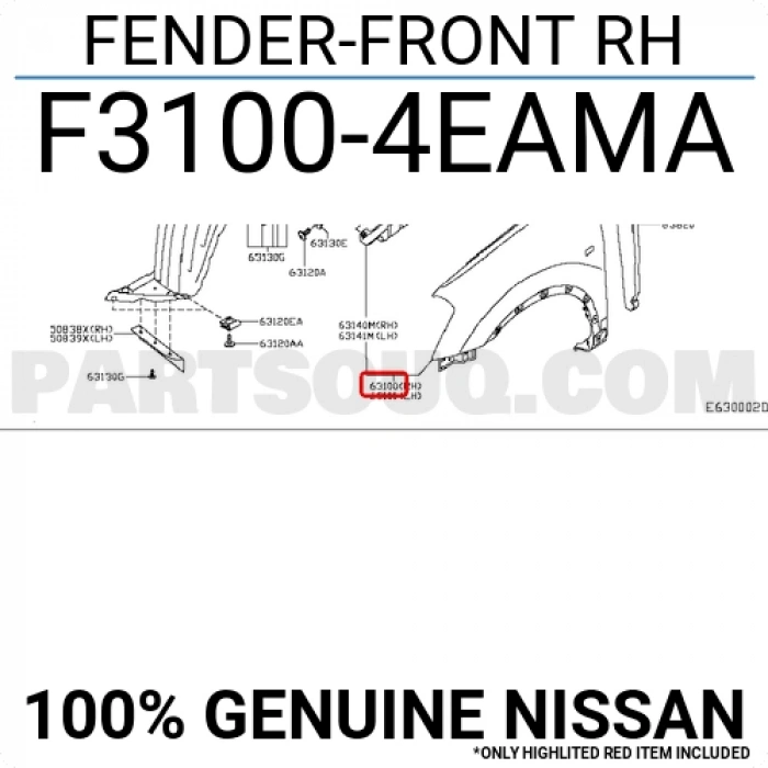 Nissan Qashqai Ön Çamurluk Sağ 2013- (Oem No:  F31004Eama)