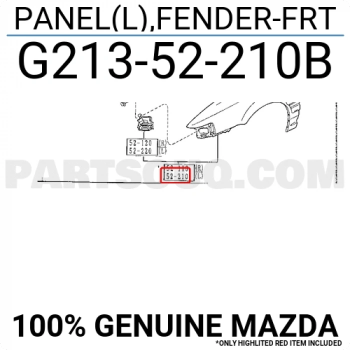 Mazda 626 Ön Çamurluk Sol 1988-1992 (Oem No:  G213-52-210B)
