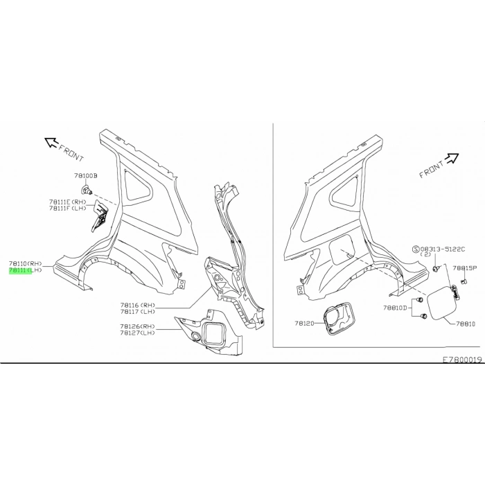 Nissan Qashqai Arka Çamurluk Sol 2007  (Oem No:  G8113Jd0Ma)