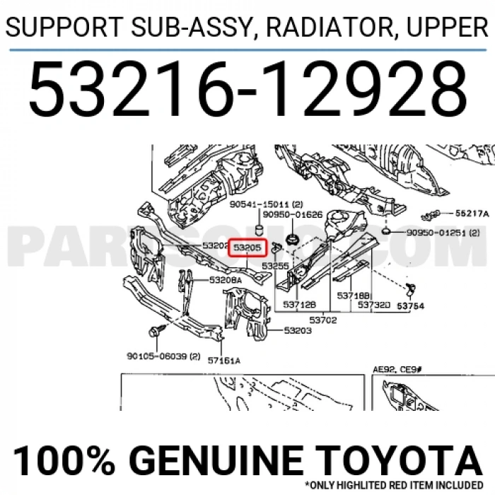 Toyota Corolla Ön Panel 1988-1992 (Oem No:  5321612928)