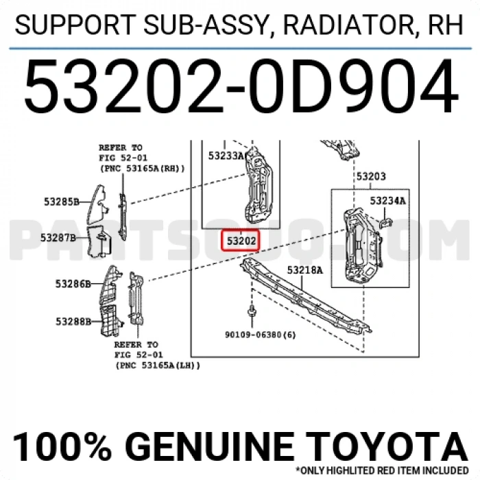 Toyota Yaris Ön Panel Taşıyıcı Üst Sağ 2009-2011 (Oem No:  532020D904)