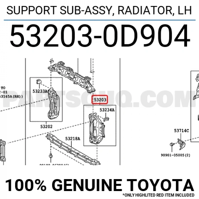Toyota Yaris Ön Panel Taşıyıcı Üst Sol 2009-2011 (Oem No:  532030D904)