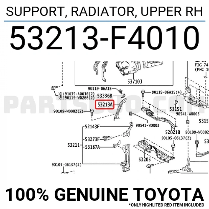 Toyota Chr Ön Panel Üst Sağ 2015- (Oem No:  53213F4010)