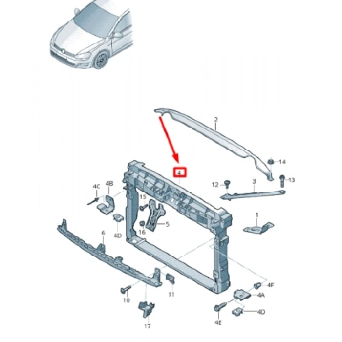 Volkswagen Golf Vıı Ön Panel Plastik 2012-  (Oem No:  5G0805588Ac)