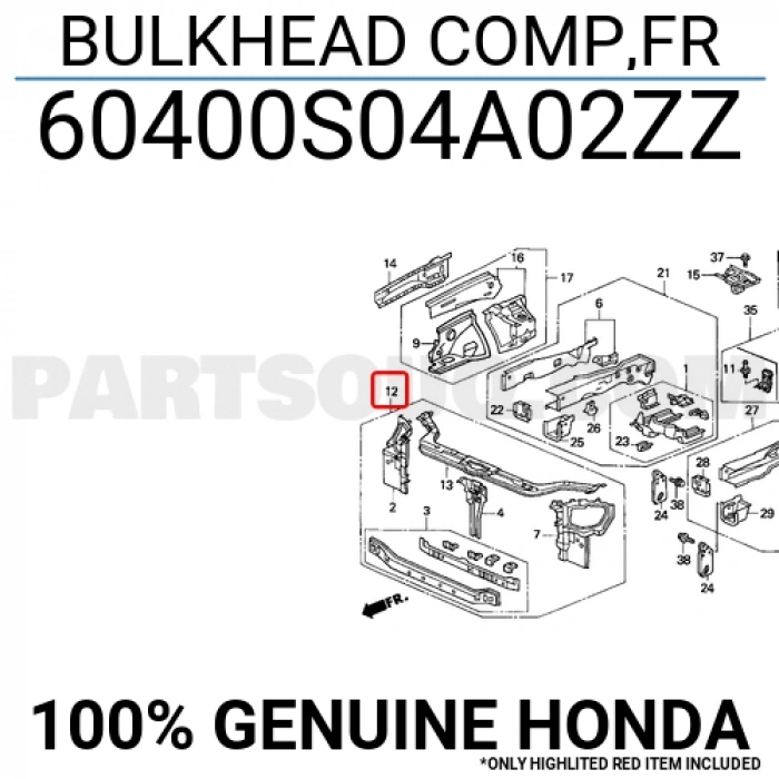 Honda Civic Ön Panel Sedan /Hatcback 1999-2001 (Oem No:  60400S04A02Zz)