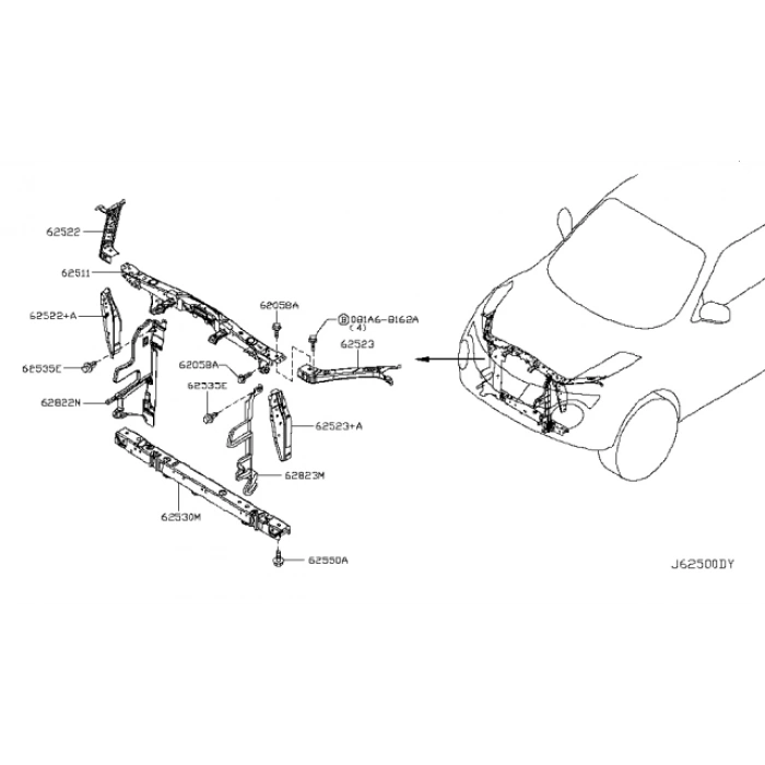 Nissan Juke Ön Panel Yan Sacı Sağ 2010-20 (Oem No:  62522-1Ka0A)