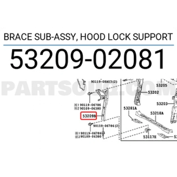 Toyota Corolla Kaput Kilit Sacı  2013-2018 (Oem No:  5320902081)