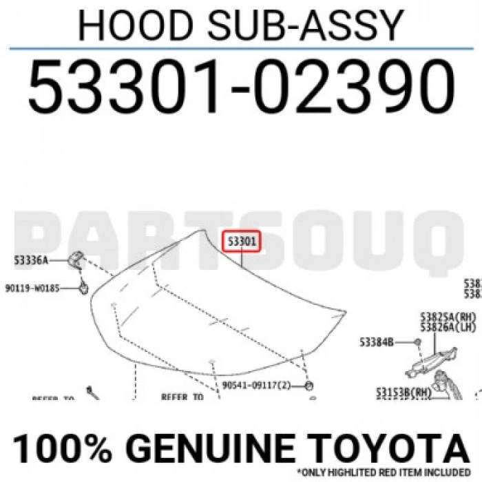 Toyota Corolla Motor Kaputu 2018 (Oem No:  53301-02390)